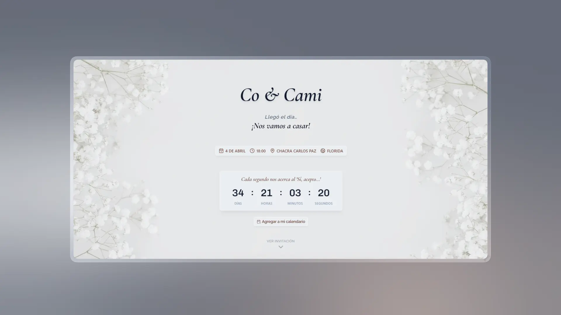 Co & Cami - Wedding Website Screenshot